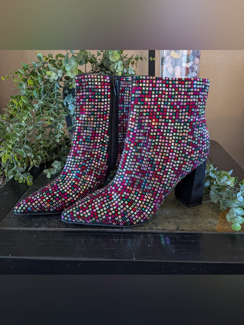 NWT! Wild Pair Rhinestone Embellished Ankle Boots - Multicolor Size 8
